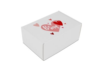 Verzenddoos  Enkel laags golfkarton Wit - Be My Valentine