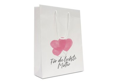 Papieren koorddraagtas Wit Kraft -Für die liebste Mutte