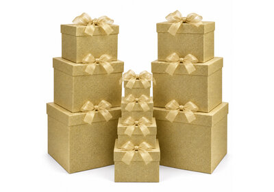 Luxe decoratiedozen met strik Goud