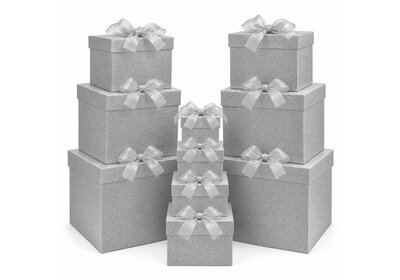 Luxe decoratiedozen met strik Zilver