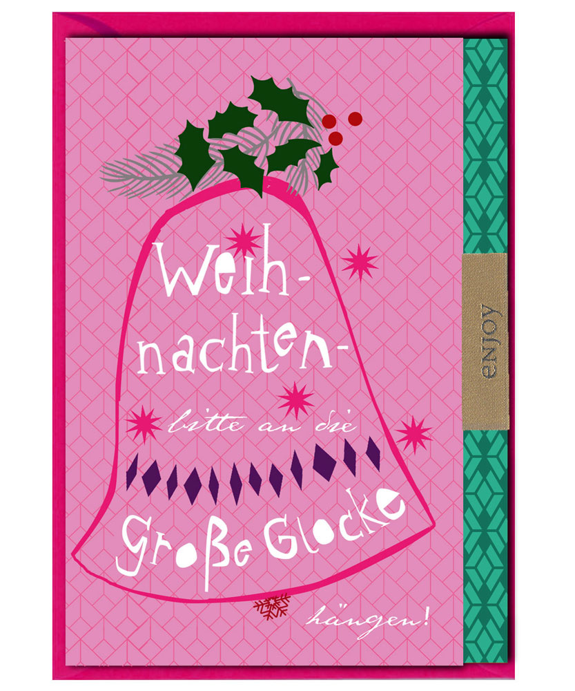 Fzlb022 Xmas Karten Weihnachten Bitte An Die Grosse Glocke Hangen Klappkarte A6 Nobis Design Postkarten Und Mehr