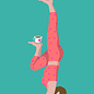 ha049 | happiness | Yoga stand with coffee - Postkarte A6