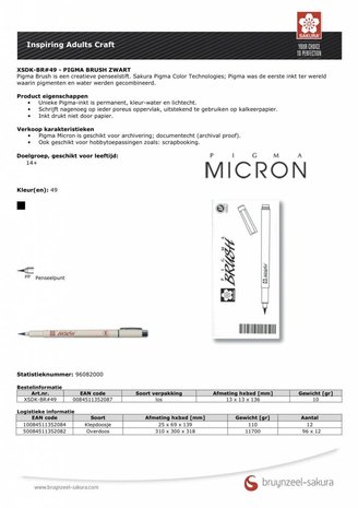 SAKURA Pigma Brush Zwart (XSDK-BR#49) SAKURA Pigma Brush Zwart (XSDK-BR#49)