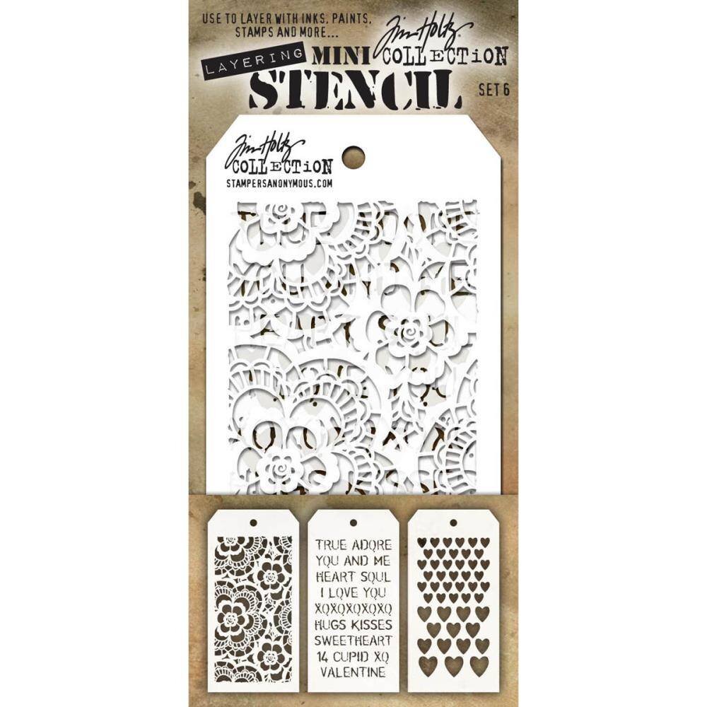 Stampers Anonymous Tim Holtz Mini Layering Stencil Set 6 (THMST006)