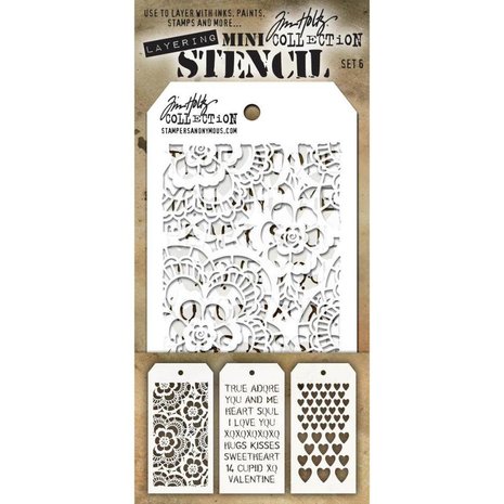 Stampers Anonymous Tim Holtz Mini Layering Stencil Set 6 (THMST006)