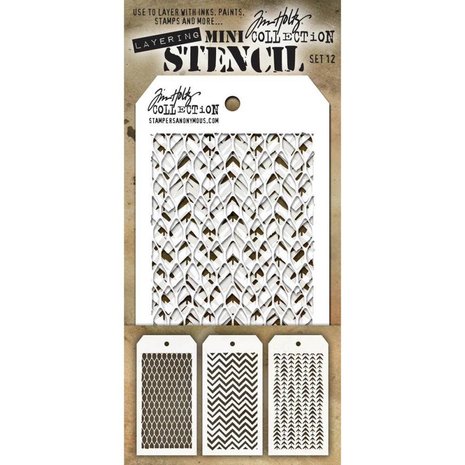 Stampers Anonymous Tim Holtz Mini Layering Stencil Set 12 (THMST012) Stampers Anonymous Tim Holtz Mini Layering Stencil Set 12 (THMST012)