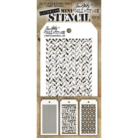 Stampers Anonymous Tim Holtz Mini Layering Stencil Set 13 (THMST013) Stampers Anonymous Tim Holtz Mini Layering Stencil Set 13 (THMST013)
