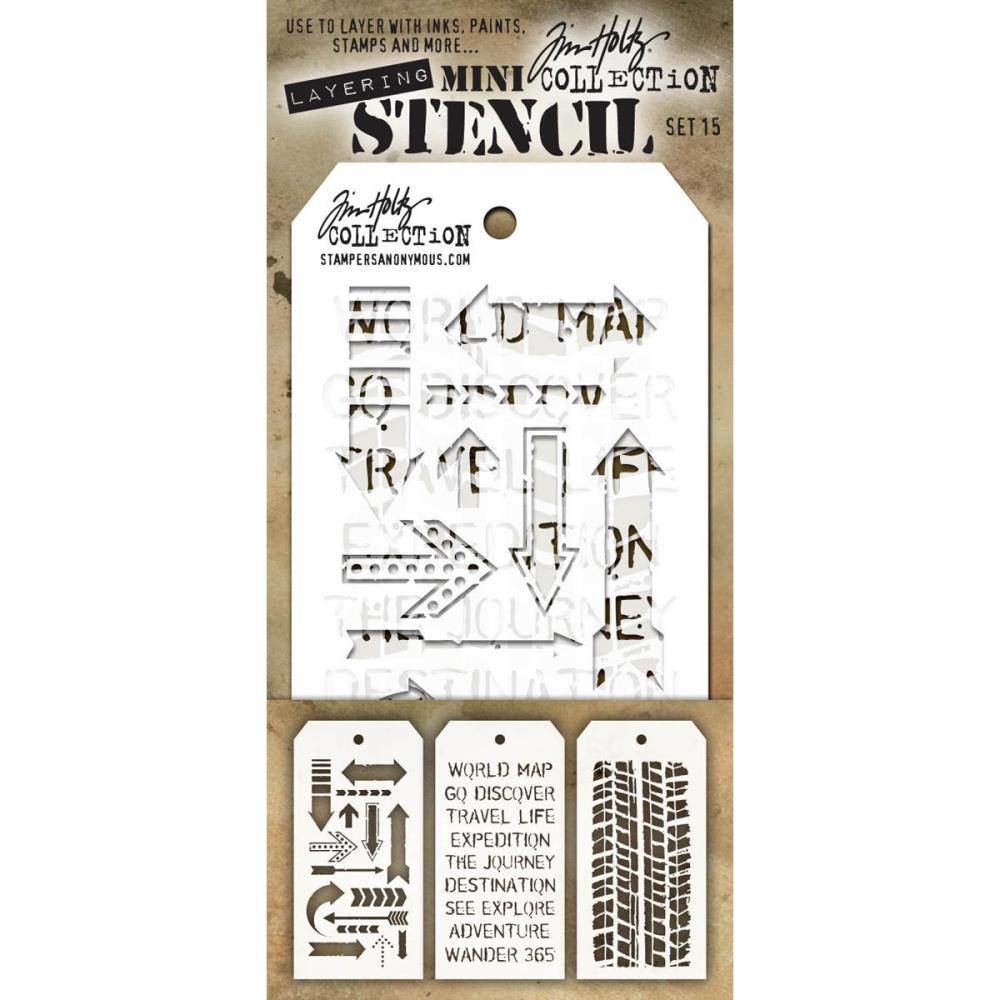 Stampers Anonymous Tim Holtz Mini Layering Stencil Set 15 (THMST015)