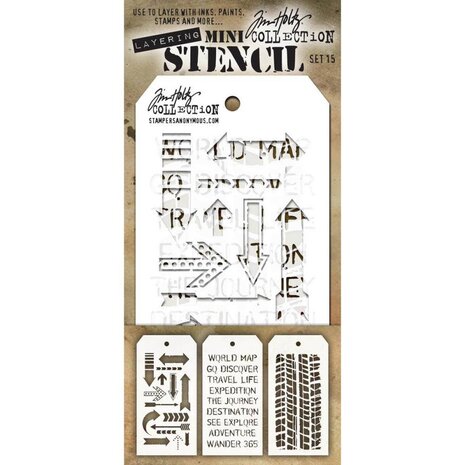 Stampers Anonymous Tim Holtz Mini Layering Stencil Set 15 (THMST015)