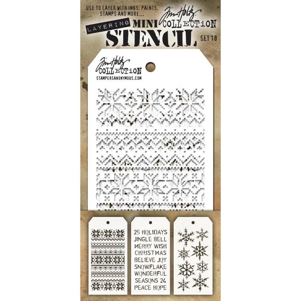 Stampers Anonymous Tim Holtz Mini Layering Stencil Set 18 (THMST018) Stampers Anonymous Tim Holtz Mini Layering Stencil Set 18 (THMST018)