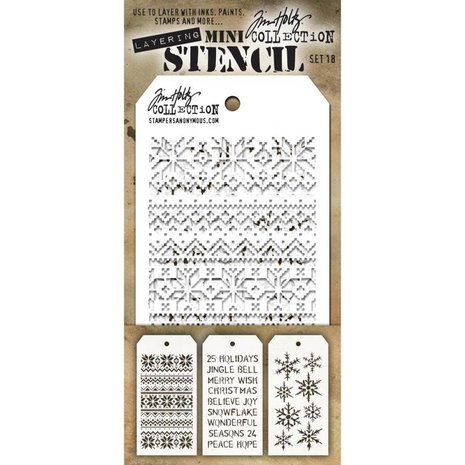Stampers Anonymous Tim Holtz Mini Layering Stencil Set 18 (THMST018) Stampers Anonymous Tim Holtz Mini Layering Stencil Set 18 (THMST018)