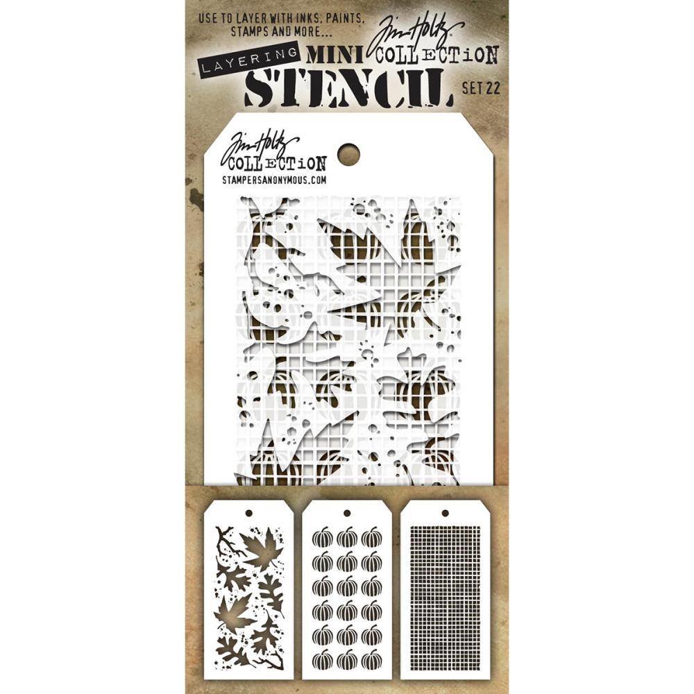 Stampers Anonymous Tim Holtz Mini Layering Stencil Set 22 (THMST022) Stampers Anonymous Tim Holtz Mini Layering Stencil Set 22 (THMST022)