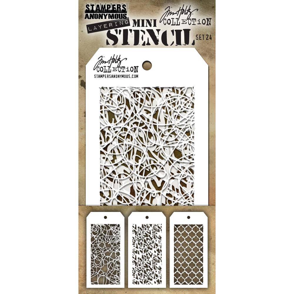 Stampers Anonymous Tim Holtz Mini Layering Stencil Set 24 (THMST024)