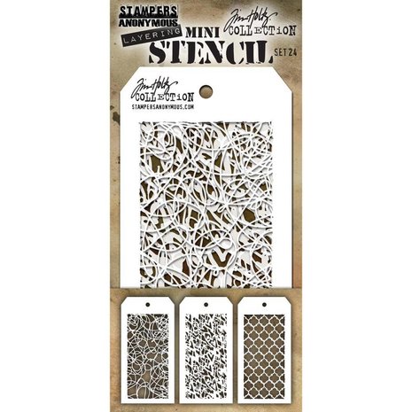 Stampers Anonymous Tim Holtz Mini Layering Stencil Set 24 (THMST024)