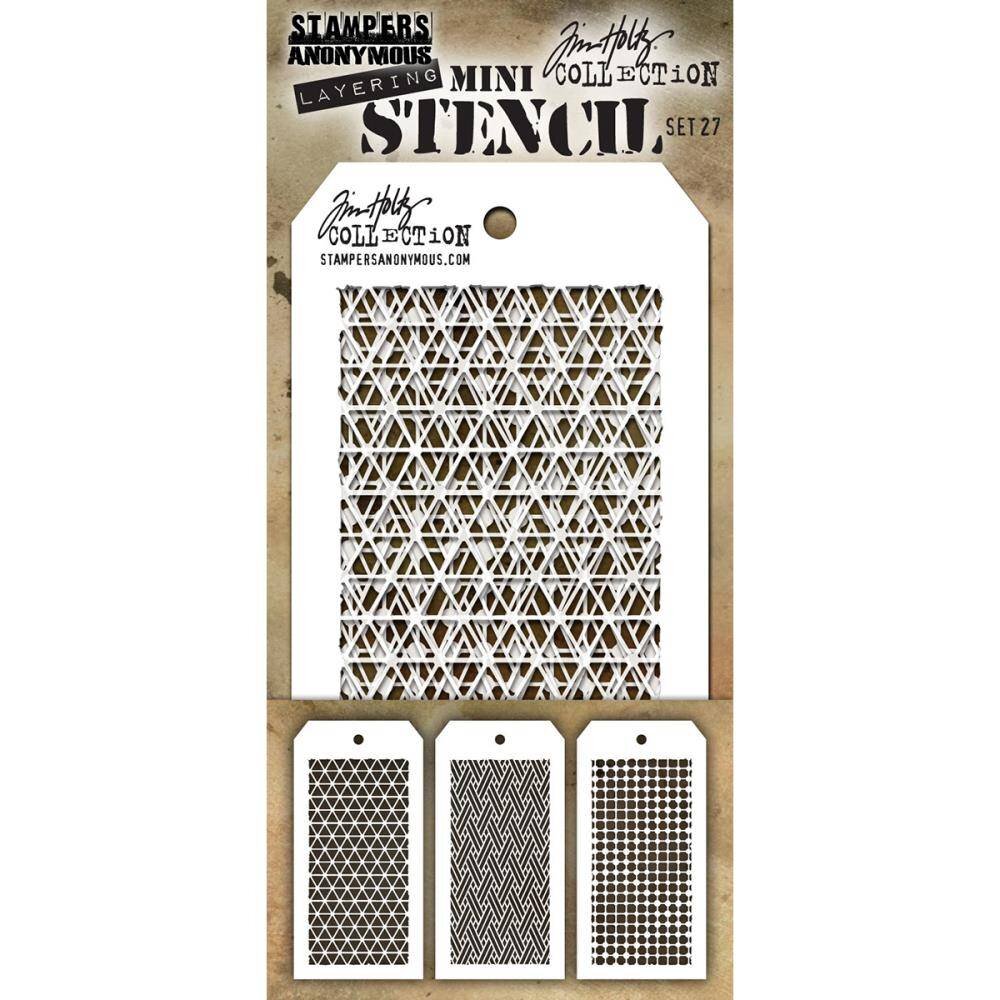 Stampers Anonymous Tim Holtz Mini Layering Stencil Set 27 (THMST027) Stampers Anonymous Tim Holtz Mini Layering Stencil Set 27 (THMST027)