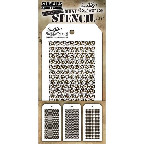 Stampers Anonymous Tim Holtz Mini Layering Stencil Set 27 (THMST027) Stampers Anonymous Tim Holtz Mini Layering Stencil Set 27 (THMST027)