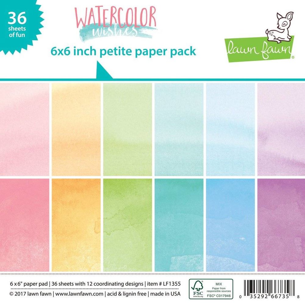 Lawn Fawn Watercolor Wishes 6x6 Inch Paper Pad (LF1355) Lawn Fawn Watercolor Wishes 6x6 Inch Paper Pad (LF1355)