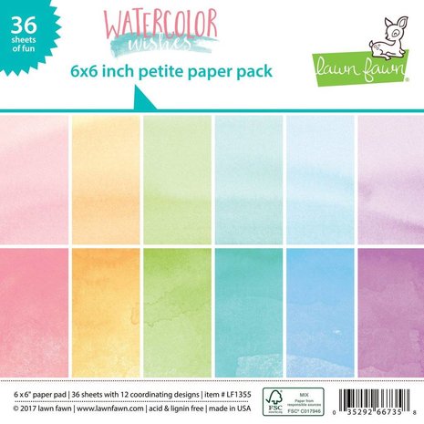Lawn Fawn Watercolor Wishes 6x6 Inch Paper Pad (LF1355) Lawn Fawn Watercolor Wishes 6x6 Inch Paper Pad (LF1355)