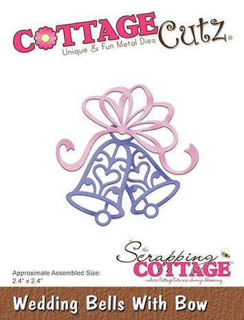Scrapping Cottage CottageCutz Wedding Bells With Bow (CC-327) Scrapping Cottage CottageCutz Wedding Bells With Bow (CC-327)
