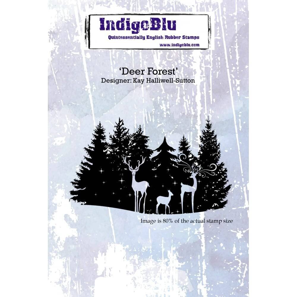 IndigoBlu Deer Forest A6 Rubber Stamp (IND0364) IndigoBlu Deer Forest A6 Rubber Stamp (IND0364)