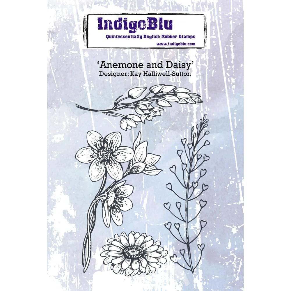 IndigoBlu Anemone and Daisy A6 Rubber Stamp (IND0371)