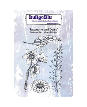 IndigoBlu Anemone and Daisy A6 Rubber Stamp (IND0371)