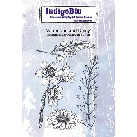 IndigoBlu Anemone and Daisy A6 Rubber Stamp (IND0371)