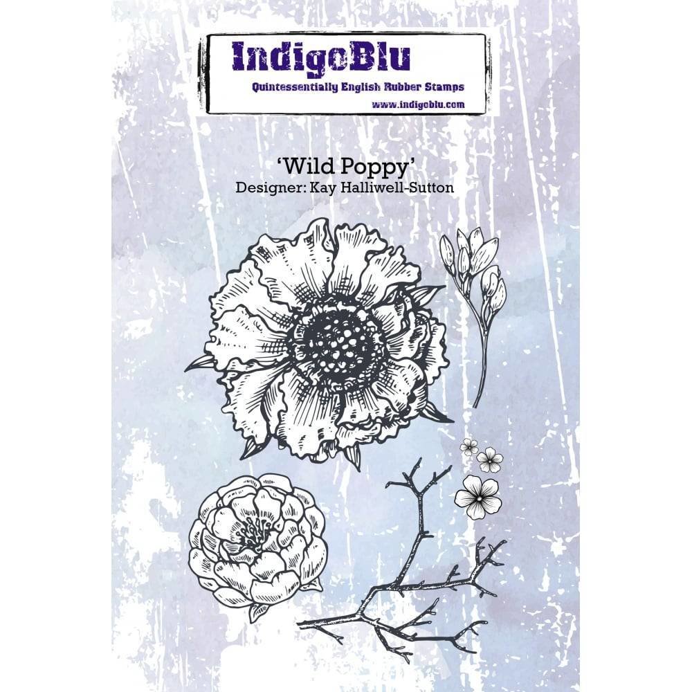 IndigoBlu Wild Poppy A6 Rubber Stamp (IND0373) IndigoBlu Wild Poppy A6 Rubber Stamp (IND0373)