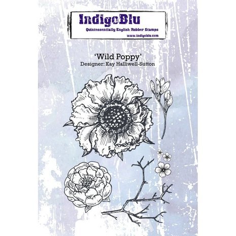 IndigoBlu Wild Poppy A6 Rubber Stamp (IND0373) IndigoBlu Wild Poppy A6 Rubber Stamp (IND0373)