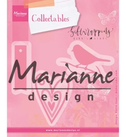 Marianne Design Collectable Giftwrapping Karin's Bird Hearts & Tag (COL1443) Marianne Design Collectable Giftwrapping Karin's Bird Hearts & Tag (COL1443)