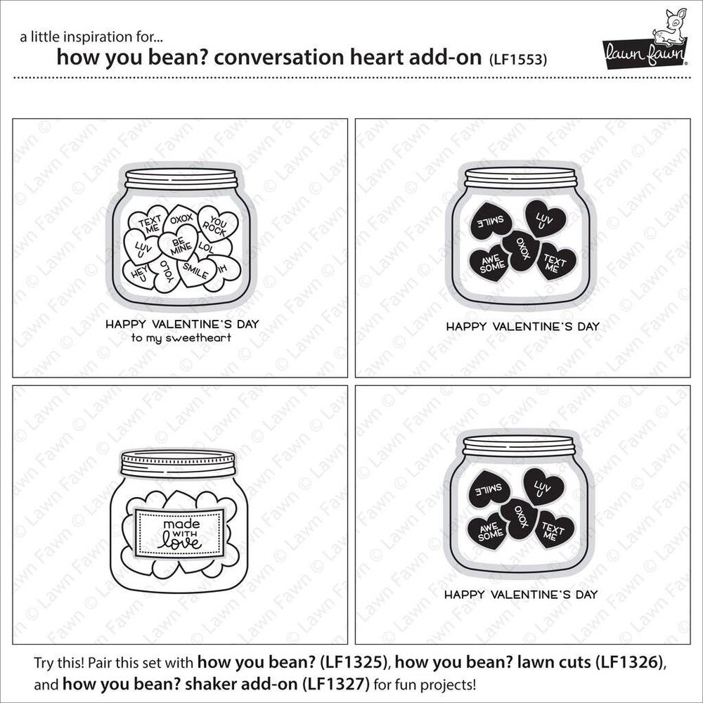 Lawn Fawn How You Bean? Conversation Heart Add-On Dies (LF1554)