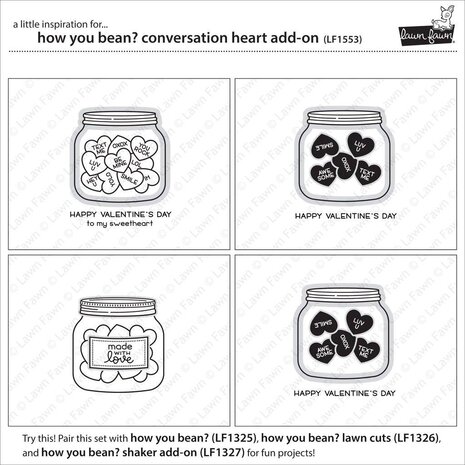 Lawn Fawn How You Bean? Conversation Heart Add-On Dies (LF1554)