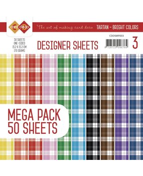 Card Deco Designer Sheets Tartan Bright Colors 6x6 Inch Mega Pack (CDDSMP003)