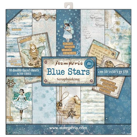 Stamperia Blue Stars 12x12 Inch Paper Pack (SBBL35) Stamperia Blue Stars 12x12 Inch Paper Pack (SBBL35)
