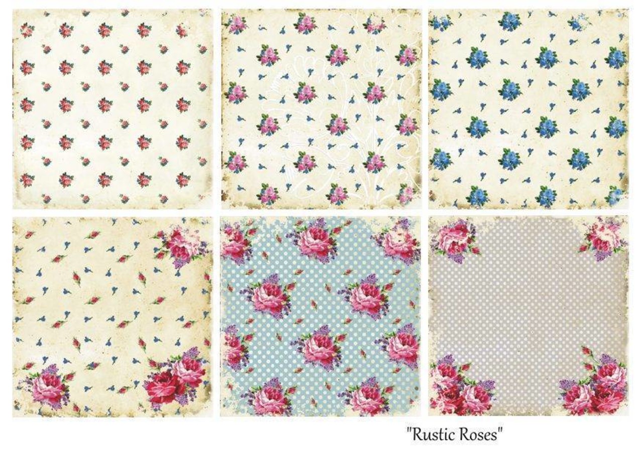Decorer Rustic Roses , 8x8 Inch Paper Pack (B2-400) Decorer Rustic Roses , 8x8 Inch Paper Pack (B2-400)