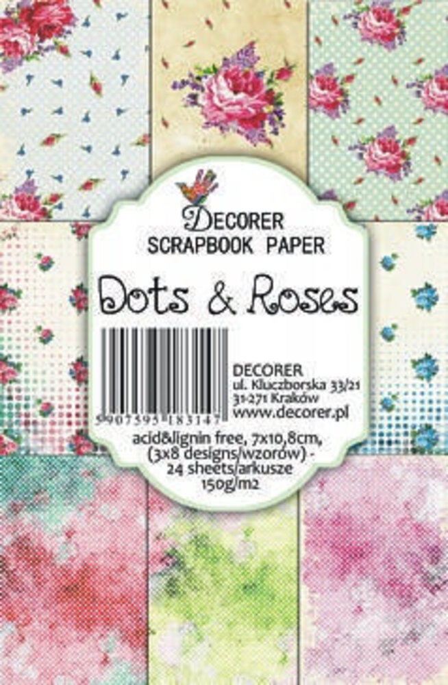Decorer Dots & Roses Paper Pack (7x10,8cm) (M22) Decorer Dots & Roses Paper Pack (7x10,8cm) (M22)
