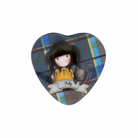 Gorjuss Tartan Ruby Heart Shaped Tin (828GJ01)