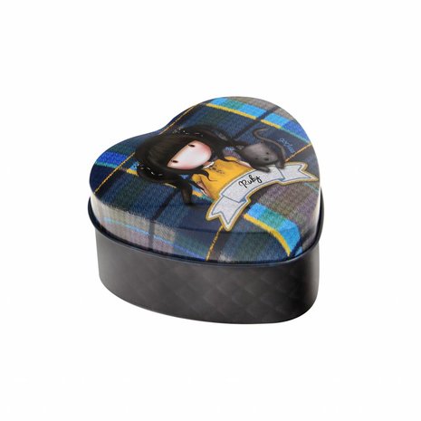 Gorjuss Tartan Ruby Heart Shaped Tin (828GJ01)