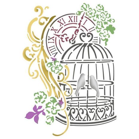 Stamperia Masking Stencil A5 Bird Cage (KSD276) Stamperia Masking Stencil A5 Bird Cage (KSD276)
