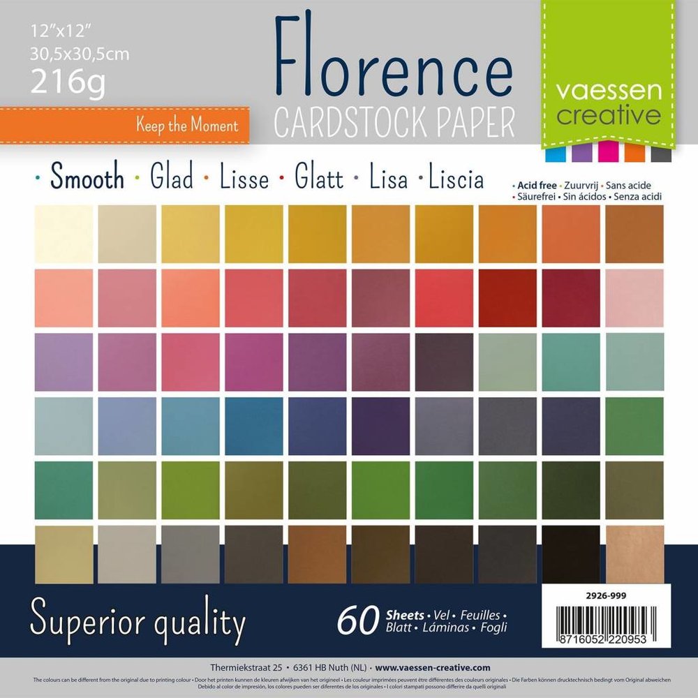 Vaessen Creative Florance Cardstock Glad Assortment 12x12 Inch (2926-999)