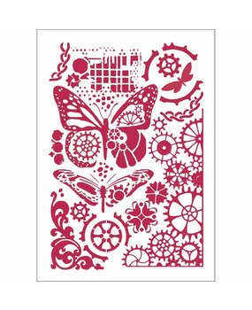 Stamperia Masking Stencil A4 Butterflies & Mechanisms (KSG421) Stamperia Masking Stencil A4 Butterflies & Mechanisms (KSG421)