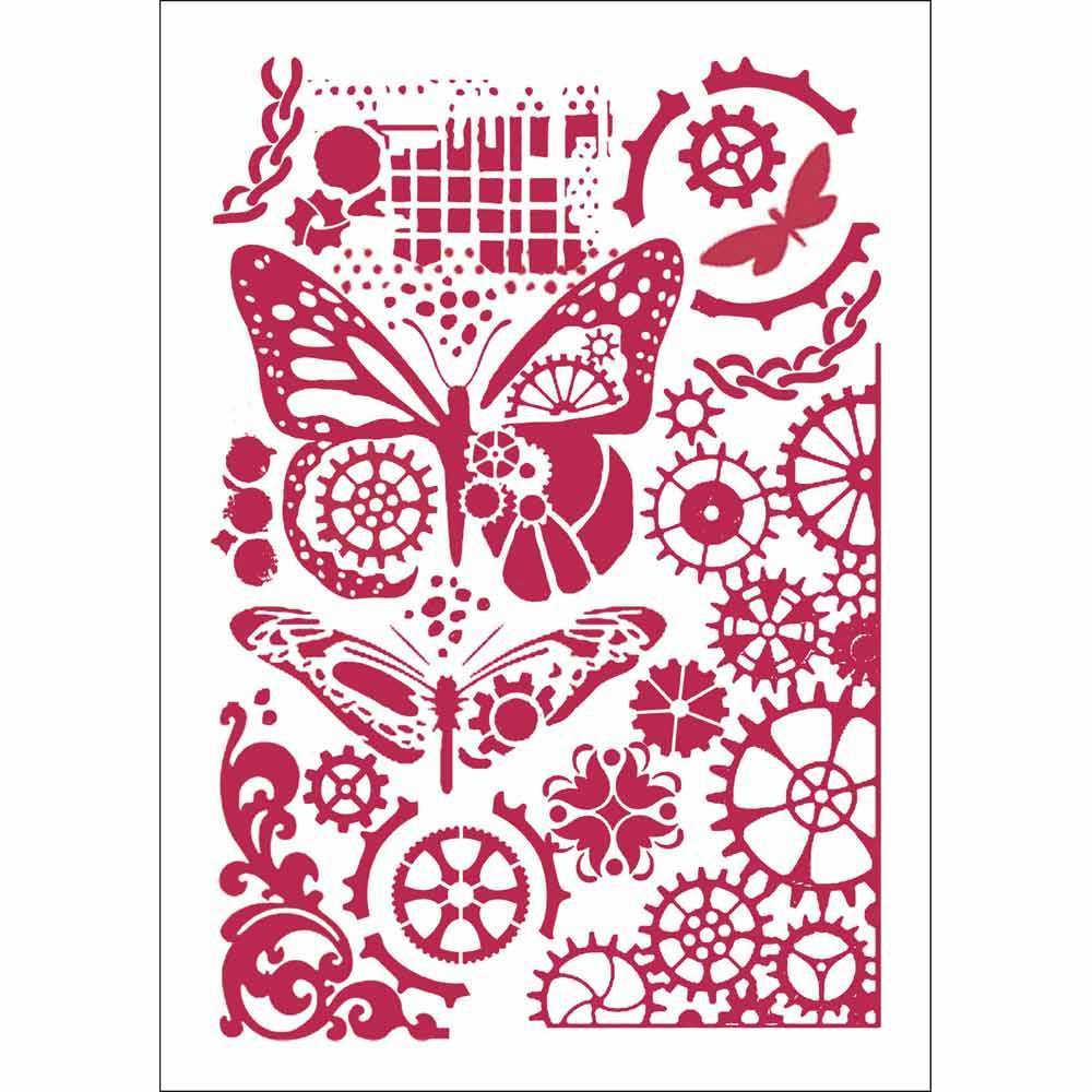 Stamperia Masking Stencil A4 Butterflies & Mechanisms (KSG421
