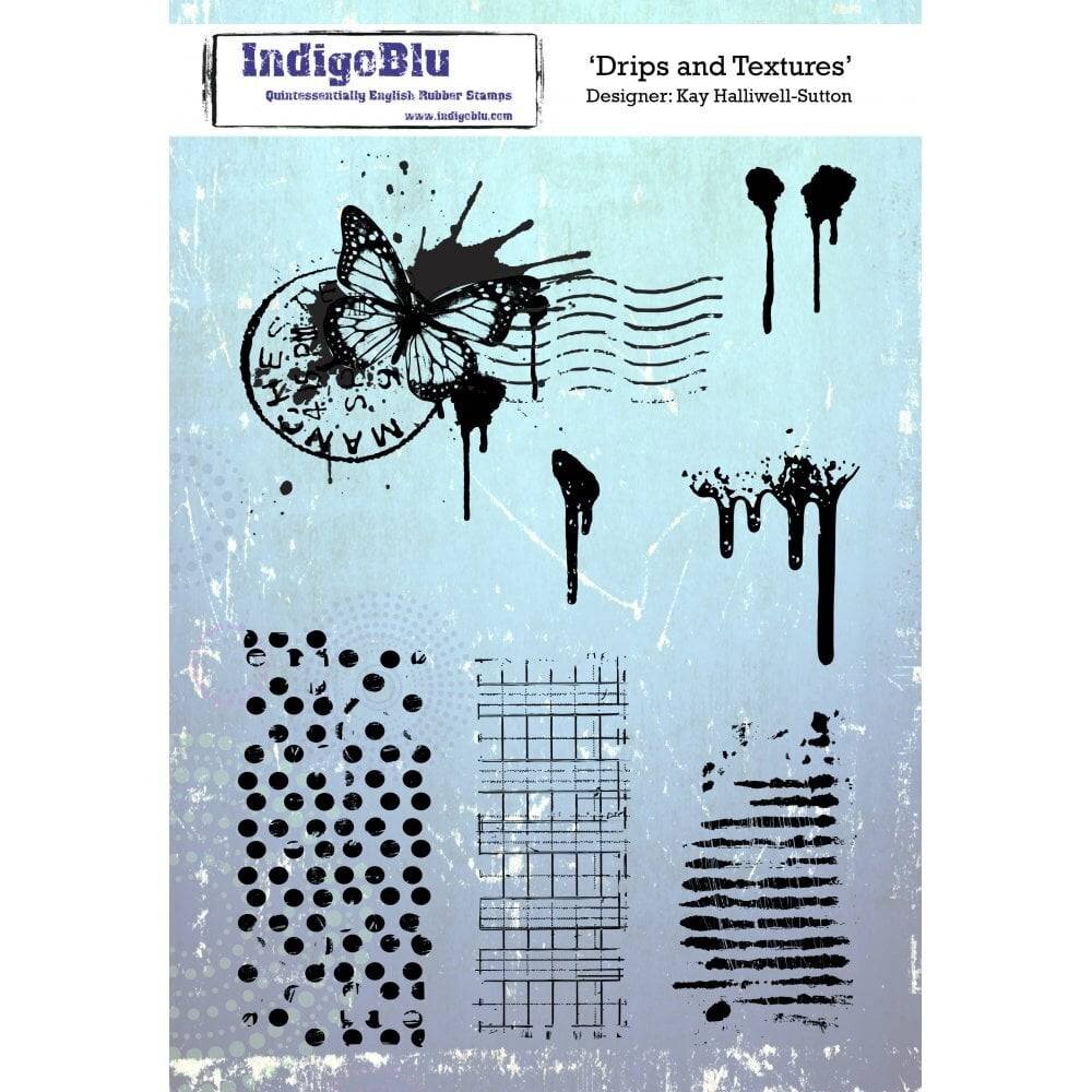 IndigoBlu Drips and Textures A5 Rubber Stamp (IND0447) IndigoBlu Drips and Textures A5 Rubber Stamp (IND0447)