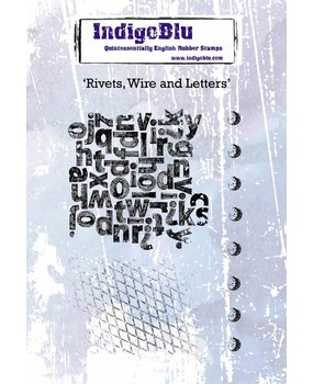IndigoBlu Rivets Wire and Letters A6 Rubber Stamp (IND0444) IndigoBlu Rivets Wire and Letters A6 Rubber Stamp (IND0444)