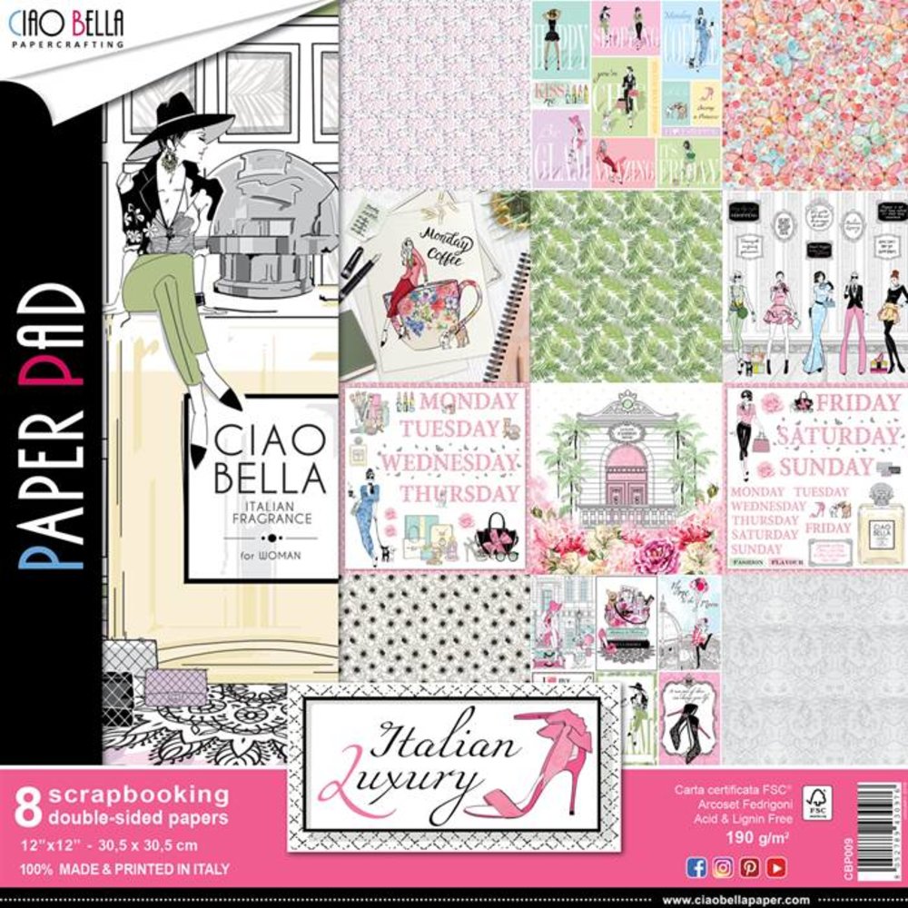 Ciao Bella Papercrafting Italian Luxury 12x12 Inch Paper Pad (CBP009)