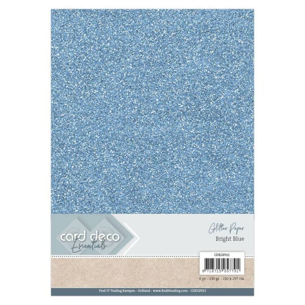 Card Deco A4 Glitter Paper Bright Blue (CDEGP012)