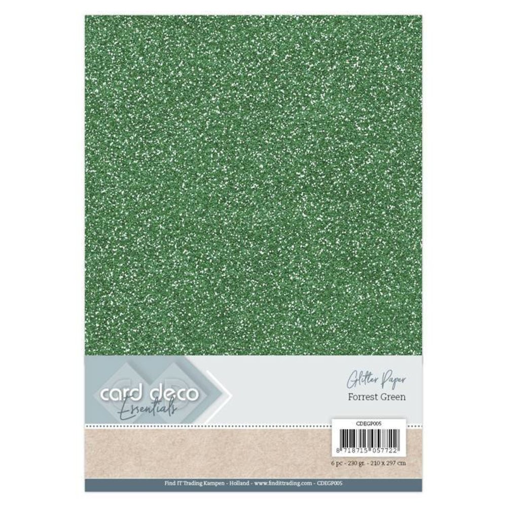 Card Deco A4 Glitter Paper Forest Green (CDEGP005)