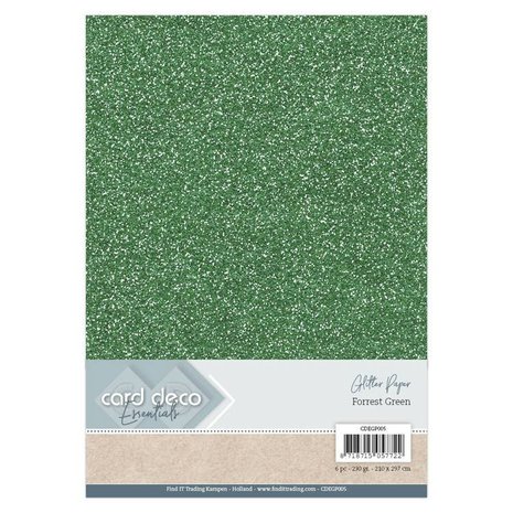 Card Deco A4 Glitter Paper Forest Green (CDEGP005)