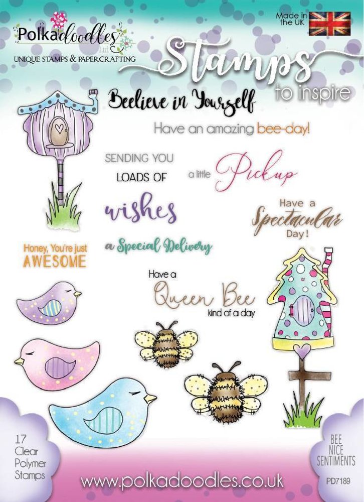 Polkadoodles Bee Nice Sentiments Clear Stamps (PD7189) Polkadoodles Bee Nice Sentiments Clear Stamps (PD7189)