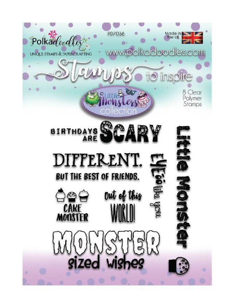 Polkadoodles Little Monsters Scary Messages Clear Stamps (PD7036) Polkadoodles Little Monsters Scary Messages Clear Stamps (PD7036)
